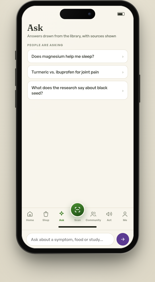 GreenMedInfo app — Ask